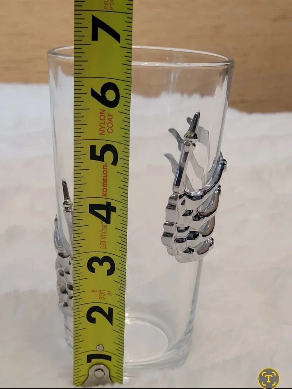 Halloween Cocktail Shaker Glass & Silver Skeleton Hands NEW Highball Glass